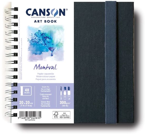 Canson BOEK MET SPIRAAL 24 VEL MONTVAL® 20X20 300G