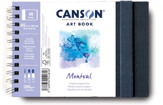 Canson BOEK MET SPIRAAL KORTE ZIJDE 20 VEL MONTVAL® A5 300G LANDSCAPE